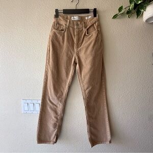 Denim Forum the Arlo High Rise Straight Leg Tan Corduroy Jeans